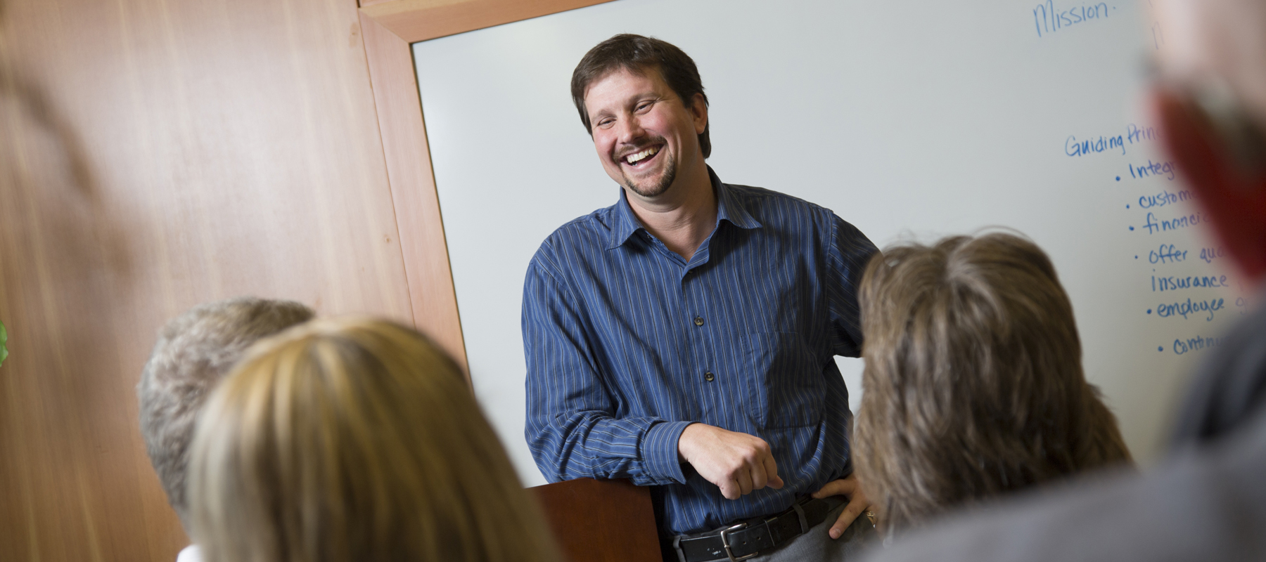 Employees engaged in discussion